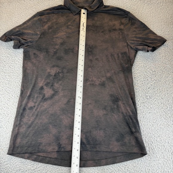Lululemon Polo Shirt Mens Large Black red Distressed Wash Athletic Golf Casual - Picture 5 of 8